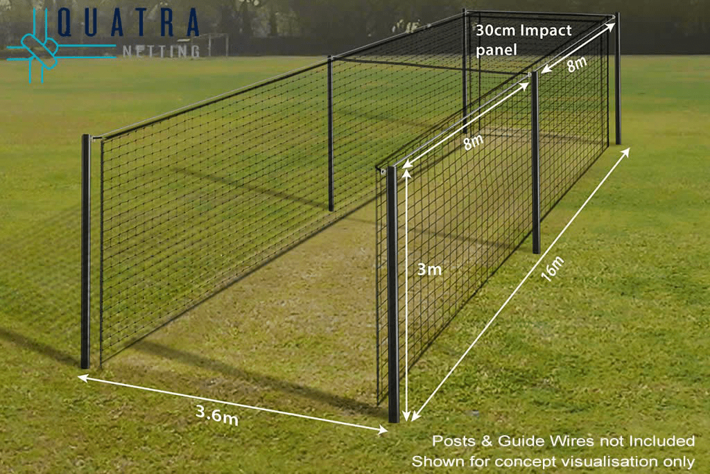 Quatra Sports Netting Cricket Cage (Open End) 16m x 3.6m – Net Only